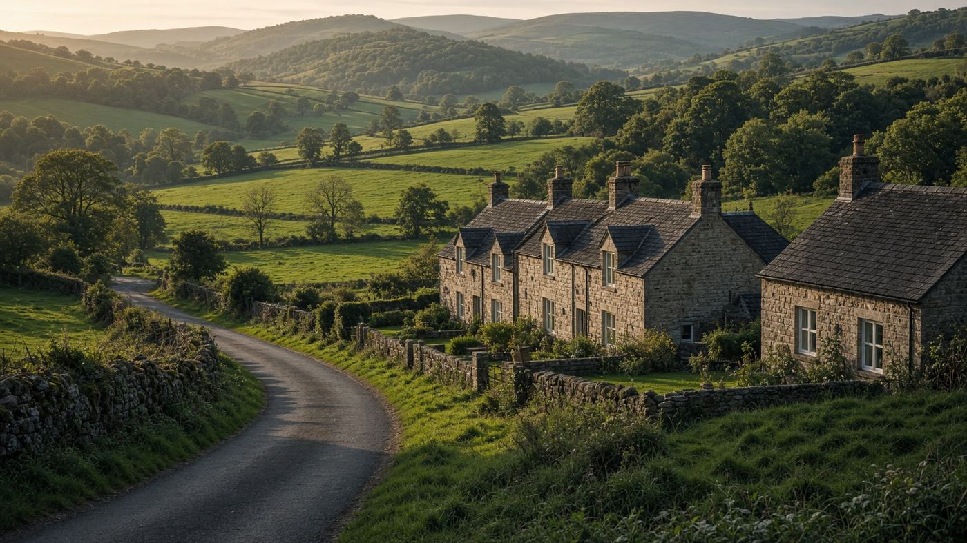 South Ayrshire fields and stone cottages